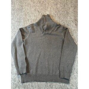 British Khaki Mens Gray Shawl Collar Button Sweater Medium Casual Cotton Winter